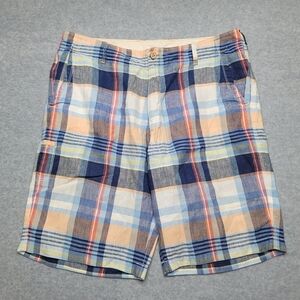 Tommy Bahama linen plaid shorts sz 35